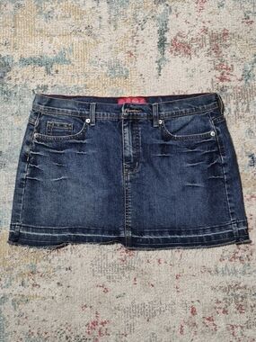 GLO Jeans Dark Blue Distressed Denim Mini Skirt